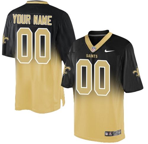 Nike New Orleans Saints Customized Black/Gold Men's Stitched Elite ...